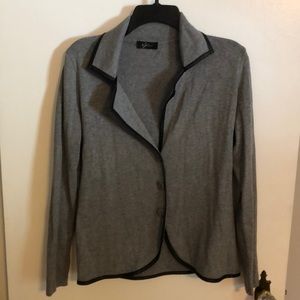 Gray Sweater with Black Faux Leather Lining